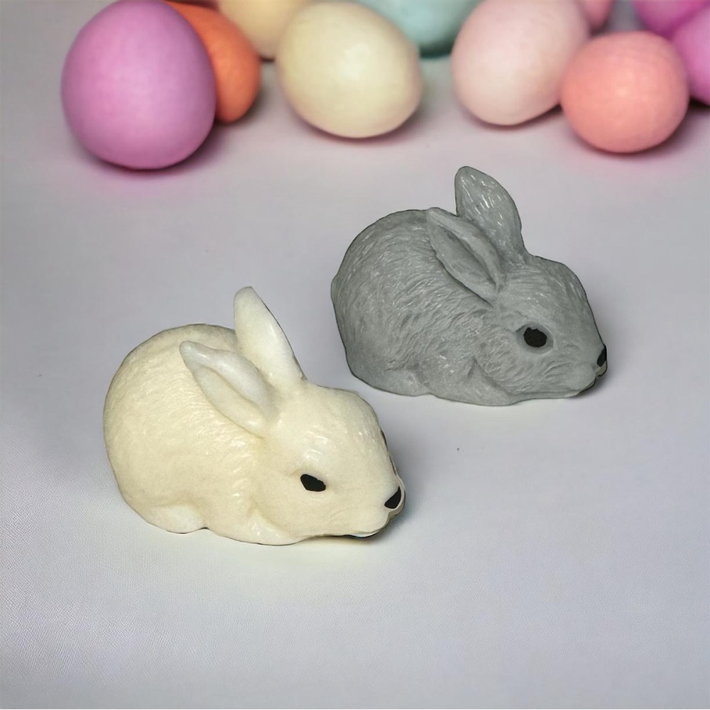 Easter Bunny Set Candles White and Gray